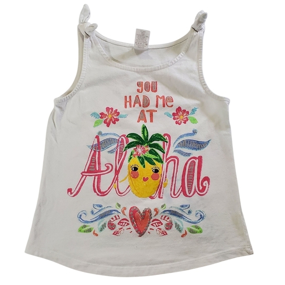 K1351 * Gymboree Girls You Had Me At Aloha Graphic Tank White Size M (7/8) - Picture 1 of 8